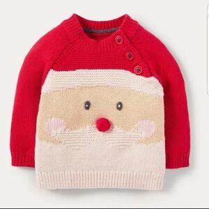 Baby Boden Red Baby Christmas Santa Sweater 0/3 Months